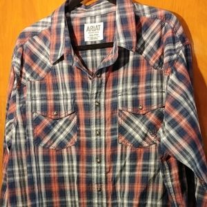 Ariat Retro Fit Mens XXL Snap Western Plaid Shirt Long Sleeve